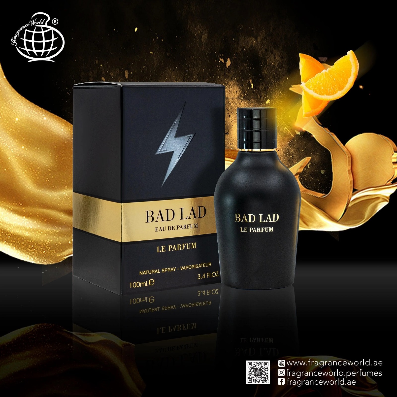 Bad Lad Le Parfum Fragrance World בהשראת Bad Boy Le Parfum Carolina Herrera בושם לגבר | 100 מ"ל או דה פרפיום